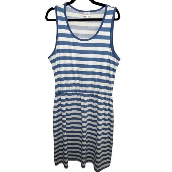 LuLaRoe Dresses & Skirts - Lularoe Nicki Sleeveless A-Line Dress Blue & White Size 2XL